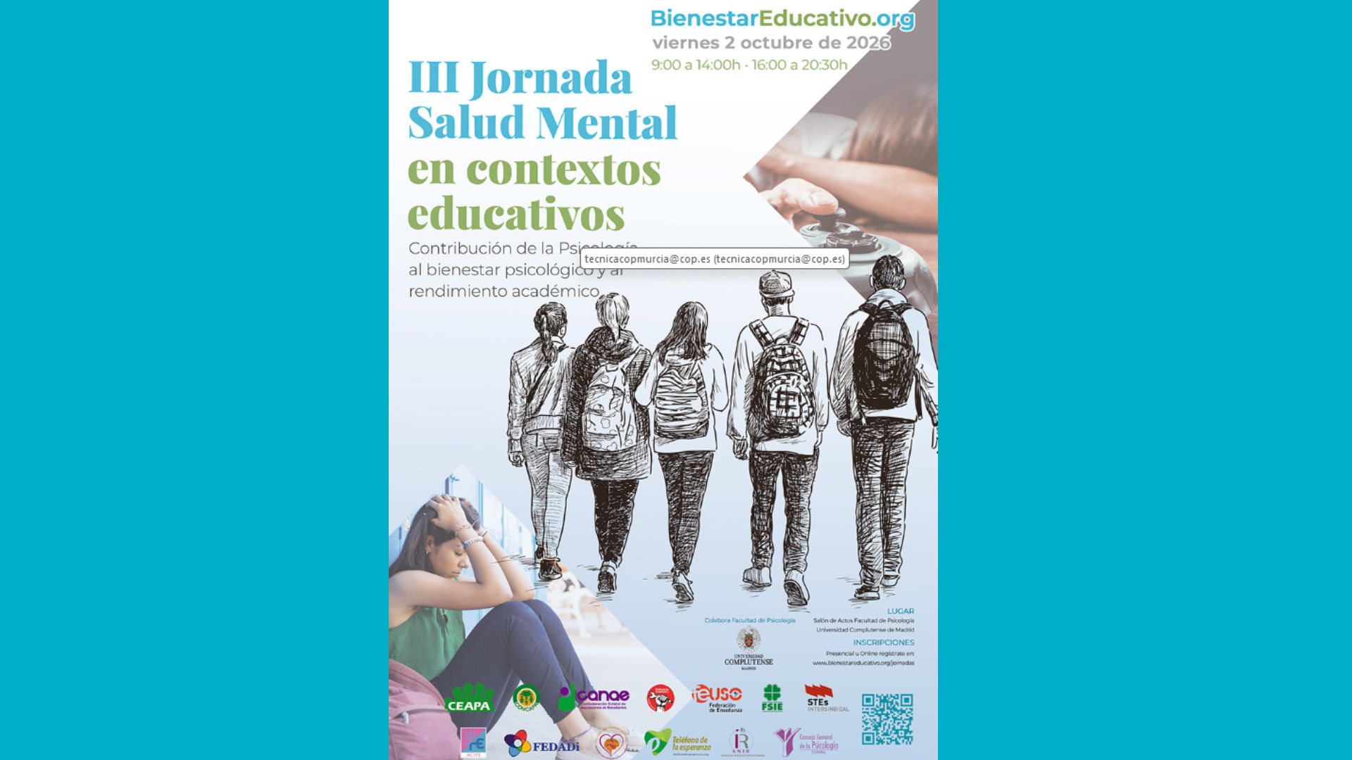 III JORNADA SALUD MENTAL EN CONTEXTOS EDUCATIVOS. “Contribución de la Psicología al bienestar psicológico y al rendimiento académico” (Híbrida, 2 octubre 2026)