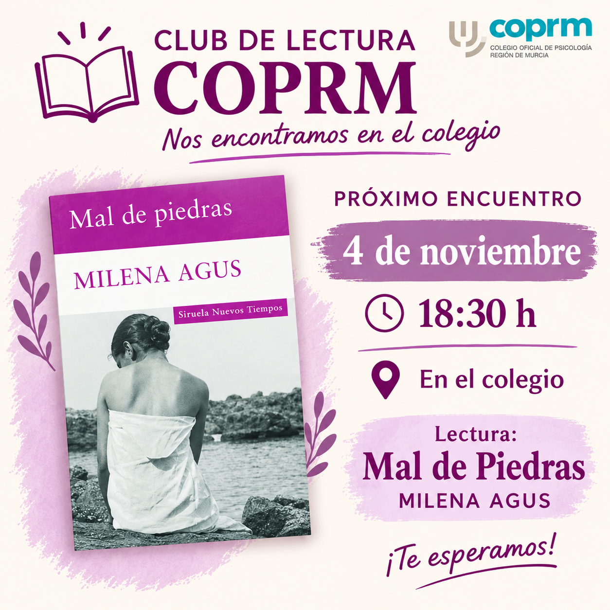 Club de Lectura. 04 de Noviembre 2026 a las 18:30h