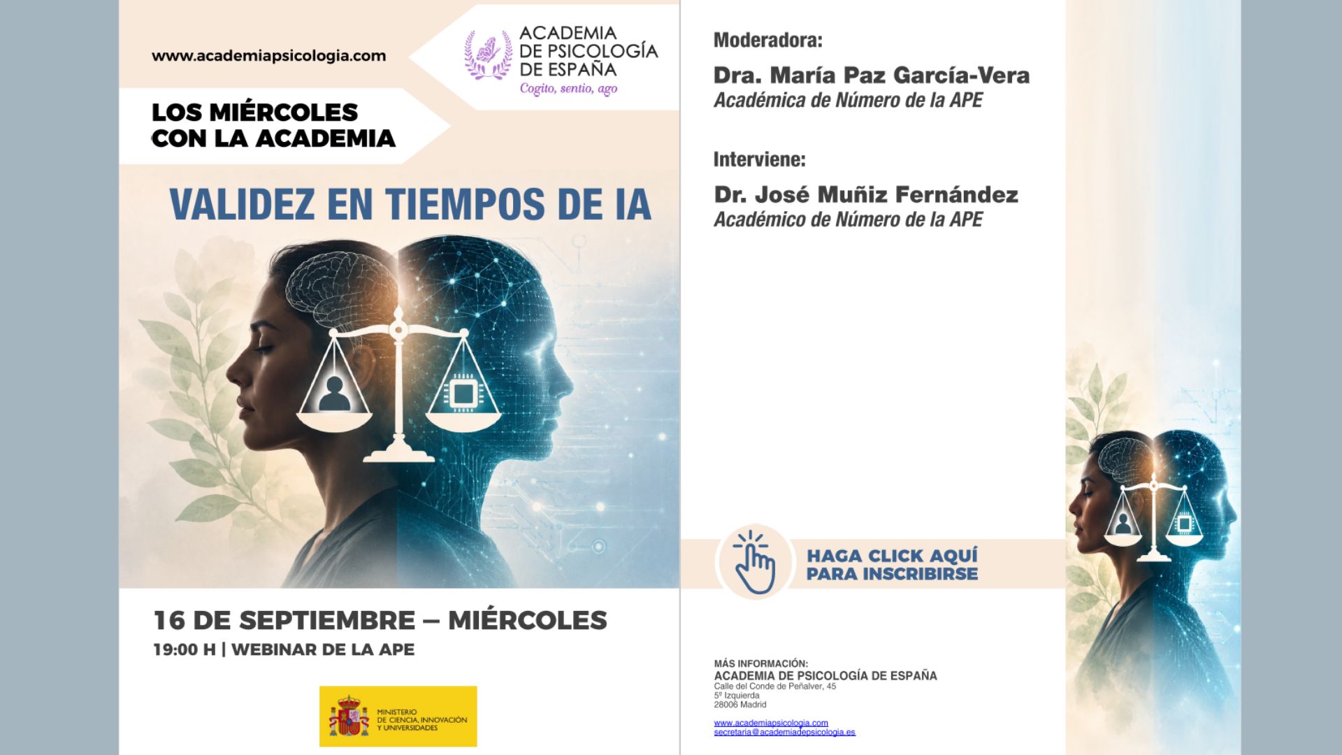 Conferencia "VÁLIDEZ EN TIEMPOS DE IA", dentro del ciclo de conferencias "Los Miércoles con la Academia"