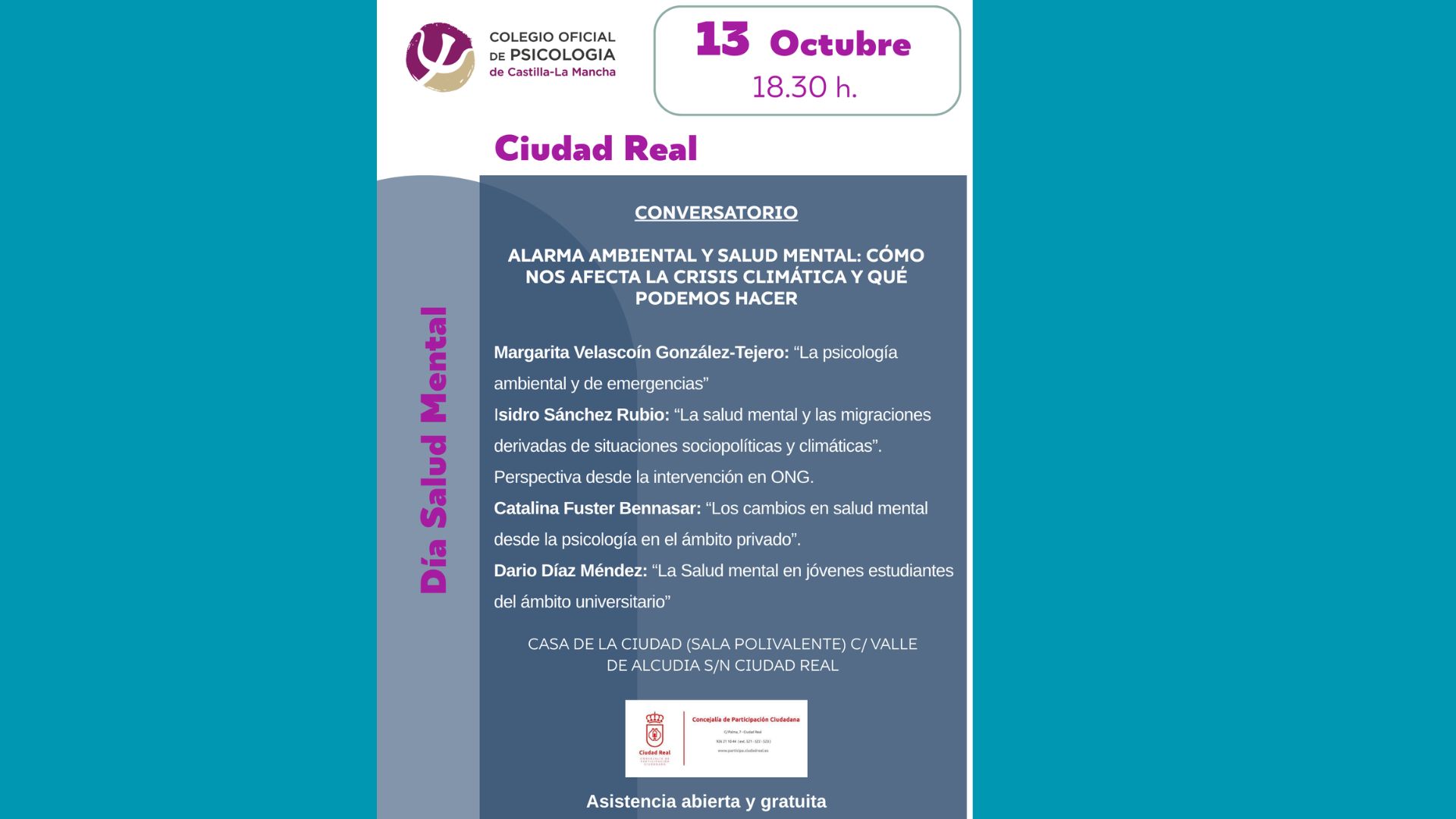 Conversatorio. Alarma ambiental y Salud Mental. Martes 13 de octubre